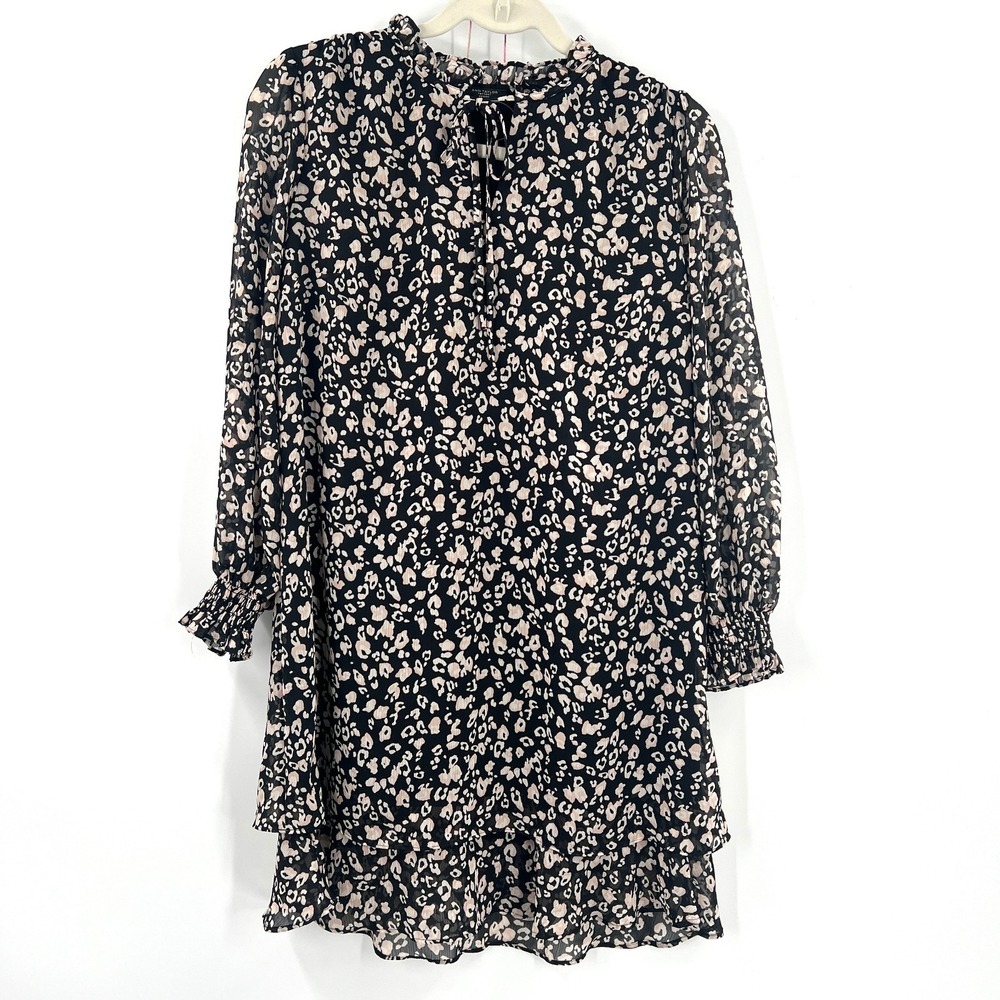 Ann Taylor Petite animal print ruffle cottagecore modern prairie‎ dress S P SP